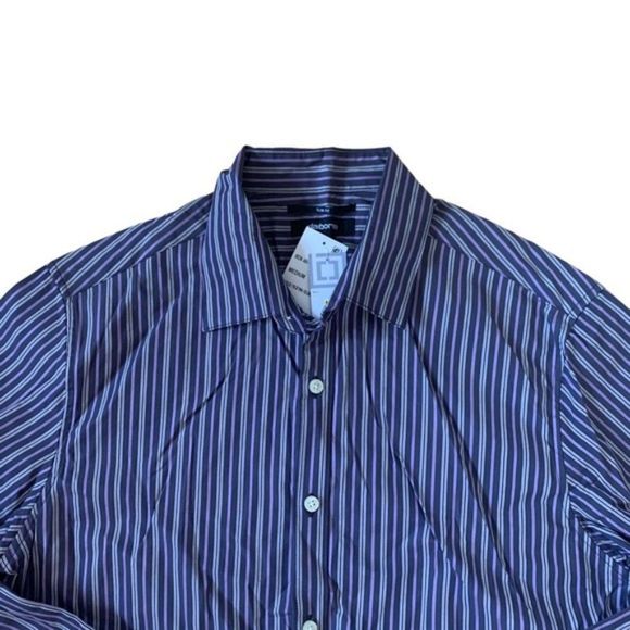 New Claiborne Purple Striped Dress Shirt Size Medium - Picture 2 of 7